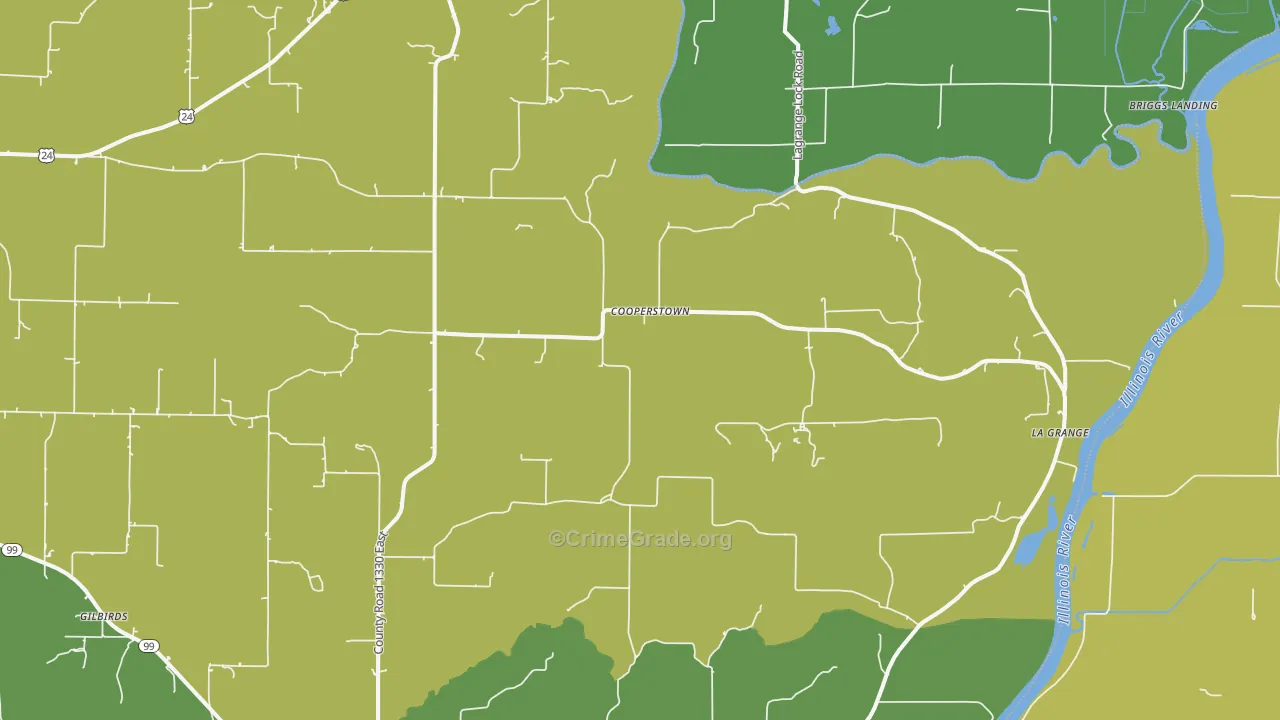 Cooperstown, IL Map of Drug-Related Crime Rates