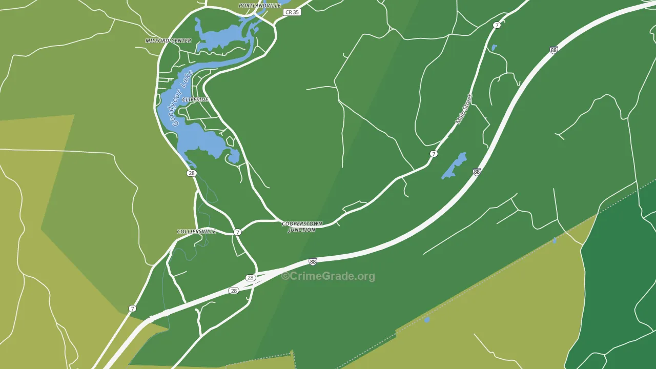 Cooperstown Junction, NY Map of Drug-Related Crime Rates