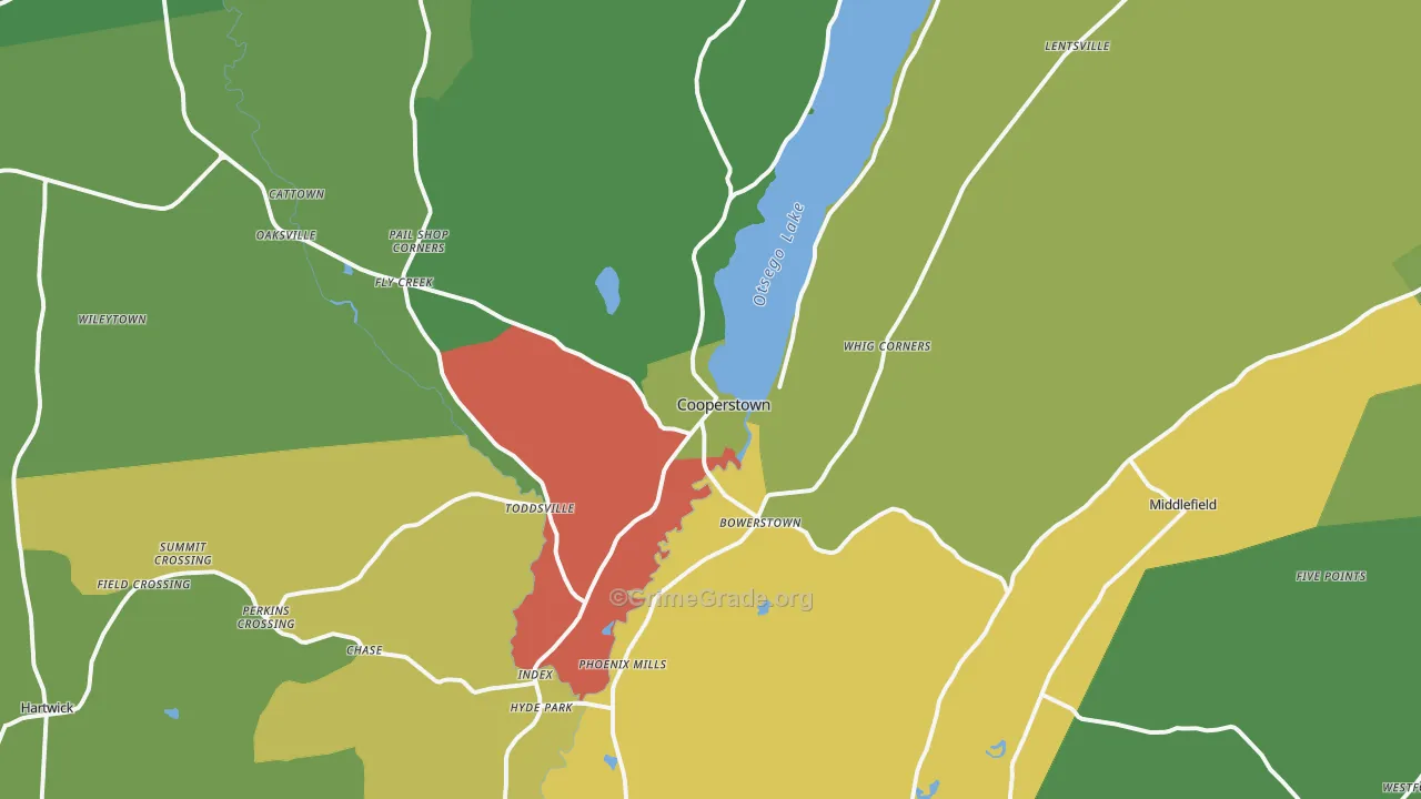 Cooperstown, NY Map of Drug-Related Crime Rates