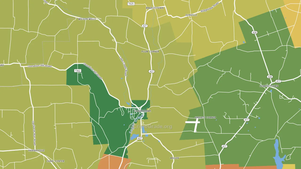 Cooperstown, PA Map of Drug-Related Crime Rates