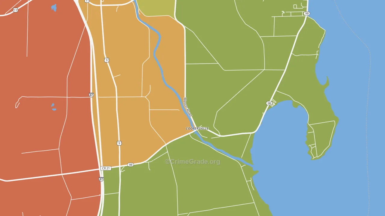 Coopersville, NY Map of Drug-Related Crime Rates