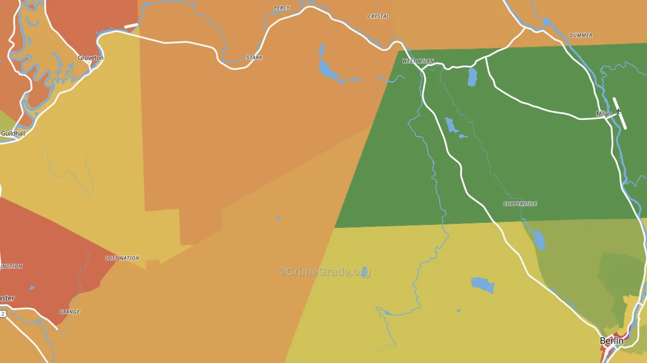 Coos County, NH Map of Drug-Related Crime Rates