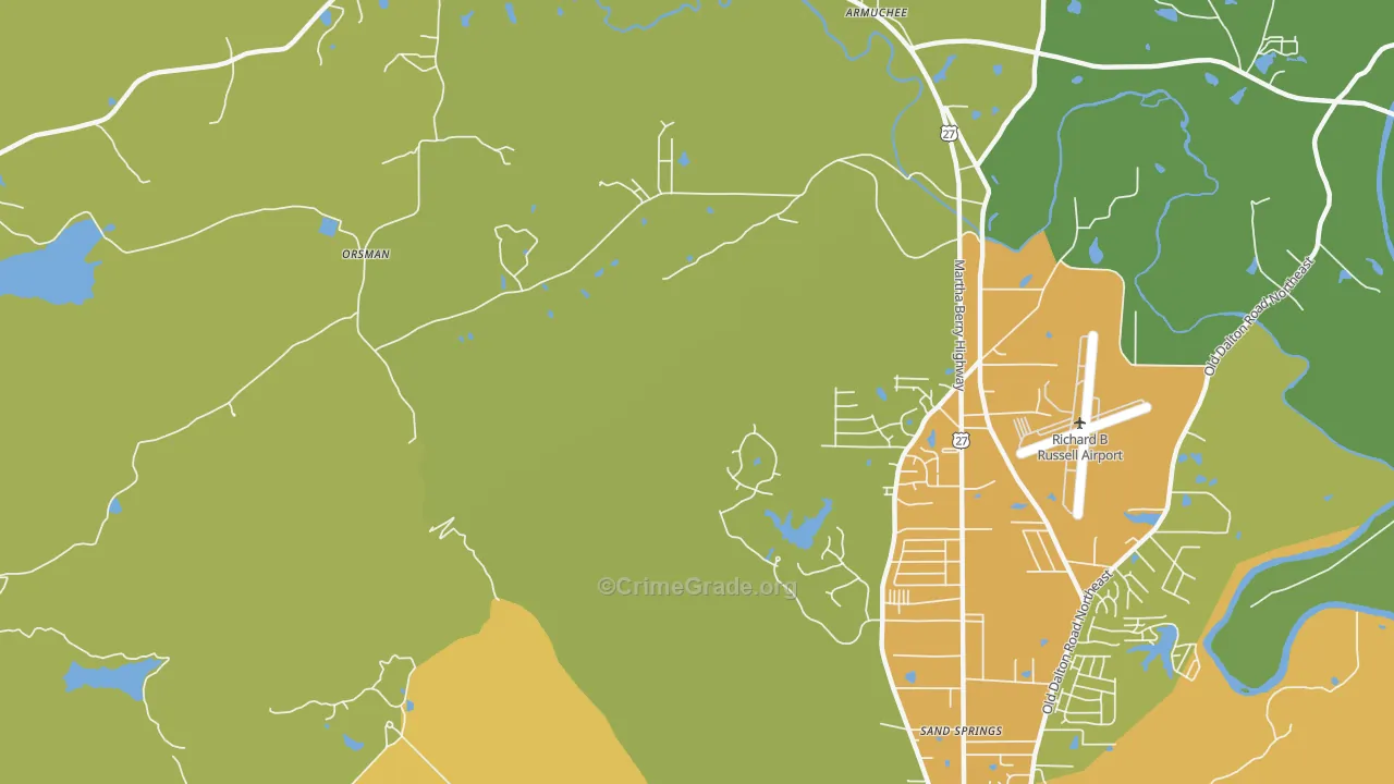 Coosa, GA Map of Drug-Related Crime Rates