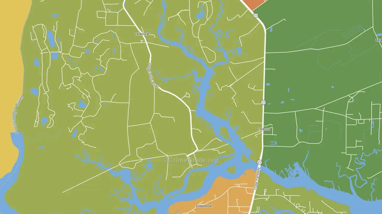 Coosaw, SC Map of Drug-Related Crime Rates