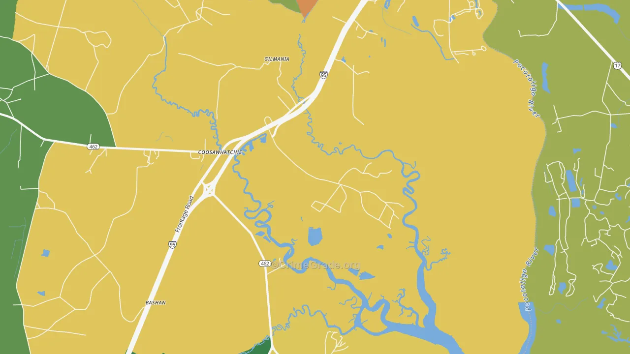 Coosawatchie, SC Map of Drug-Related Crime Rates