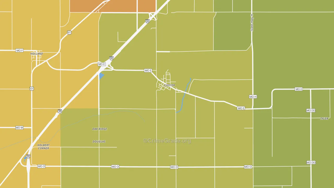 Cooter, MO Map of Drug-Related Crime Rates