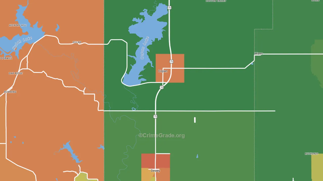 Copan, OK Map of Drug-Related Crime Rates