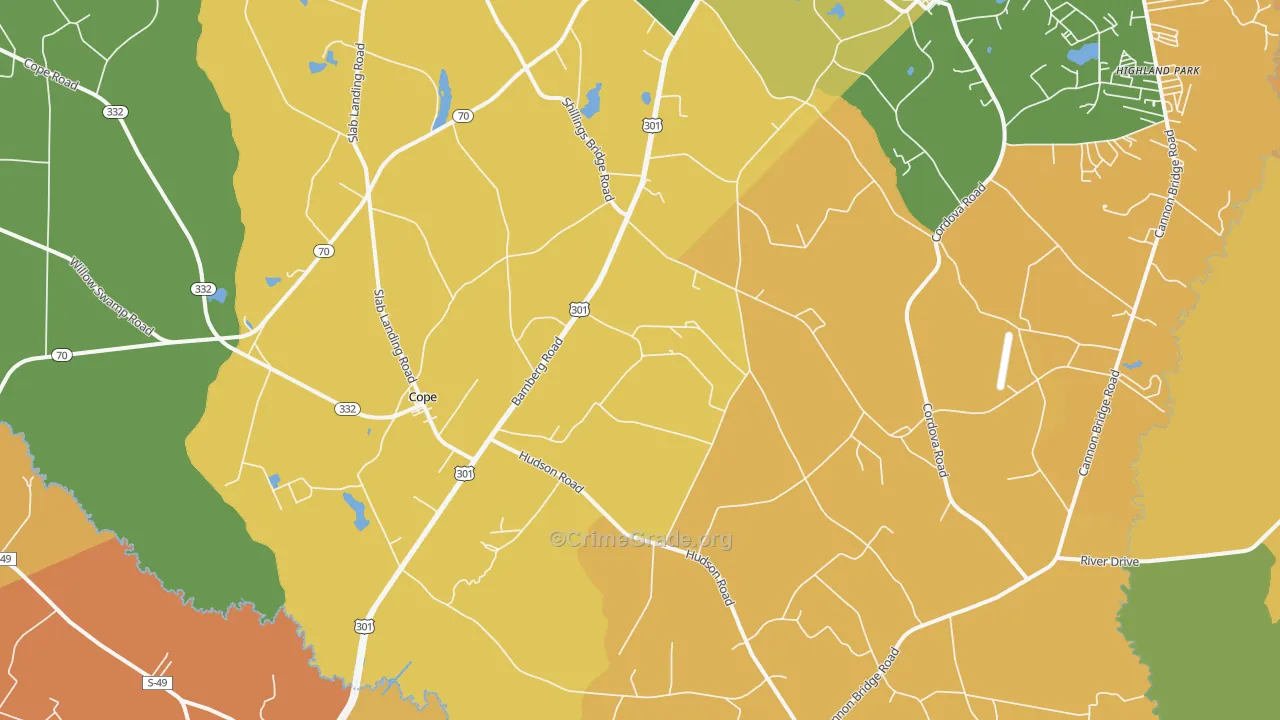 Cope, SC Map of Drug-Related Crime Rates