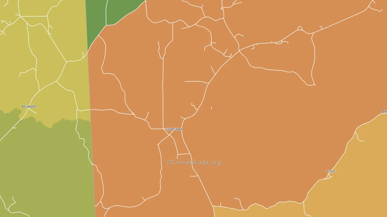 Copeland, AL Map of Drug-Related Crime Rates