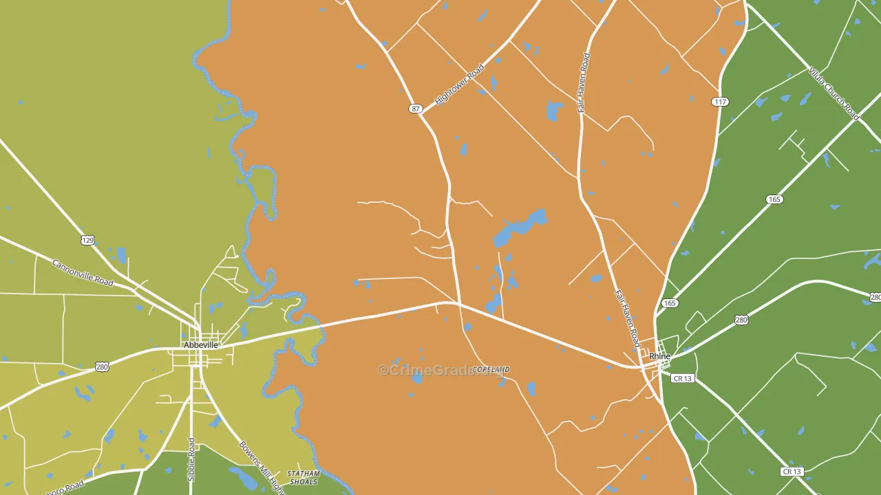 Copeland, GA Map of Drug-Related Crime Rates
