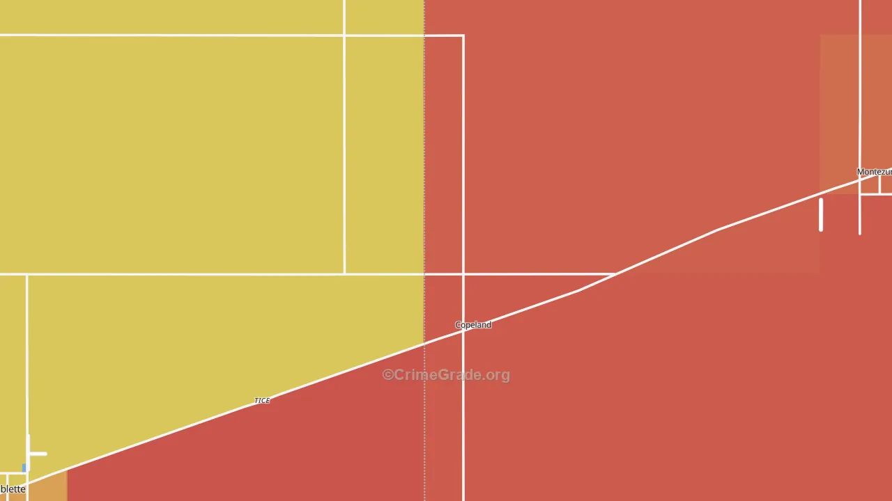 Copeland, KS Map of Drug-Related Crime Rates