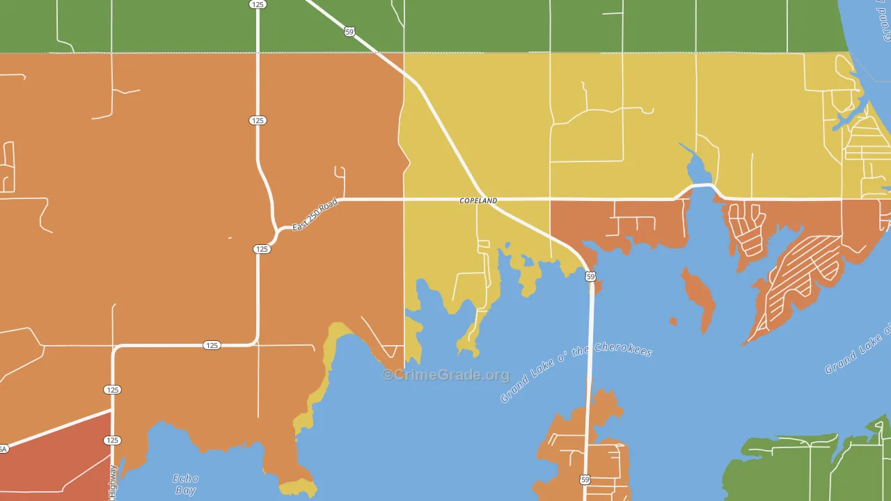Copeland, OK Map of Drug-Related Crime Rates
