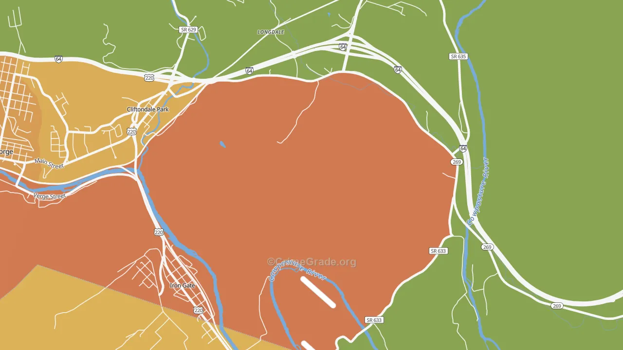 Copeland, VA Map of Drug-Related Crime Rates