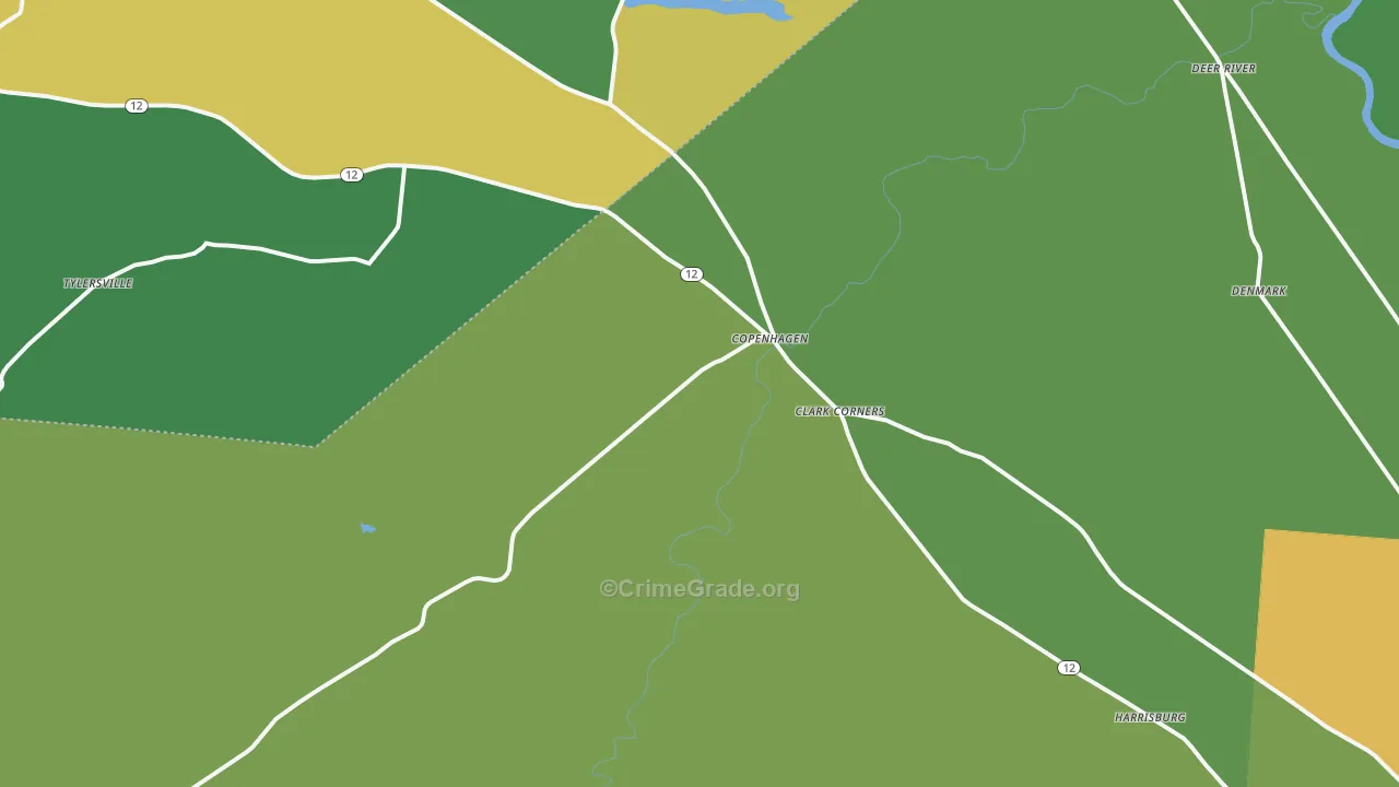 Copenhagen, NY Map of Drug-Related Crime Rates