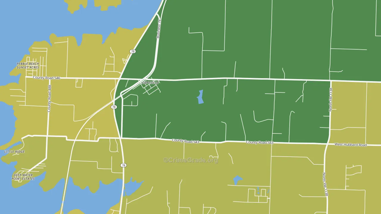 Copeville, TX Map of Drug-Related Crime Rates
