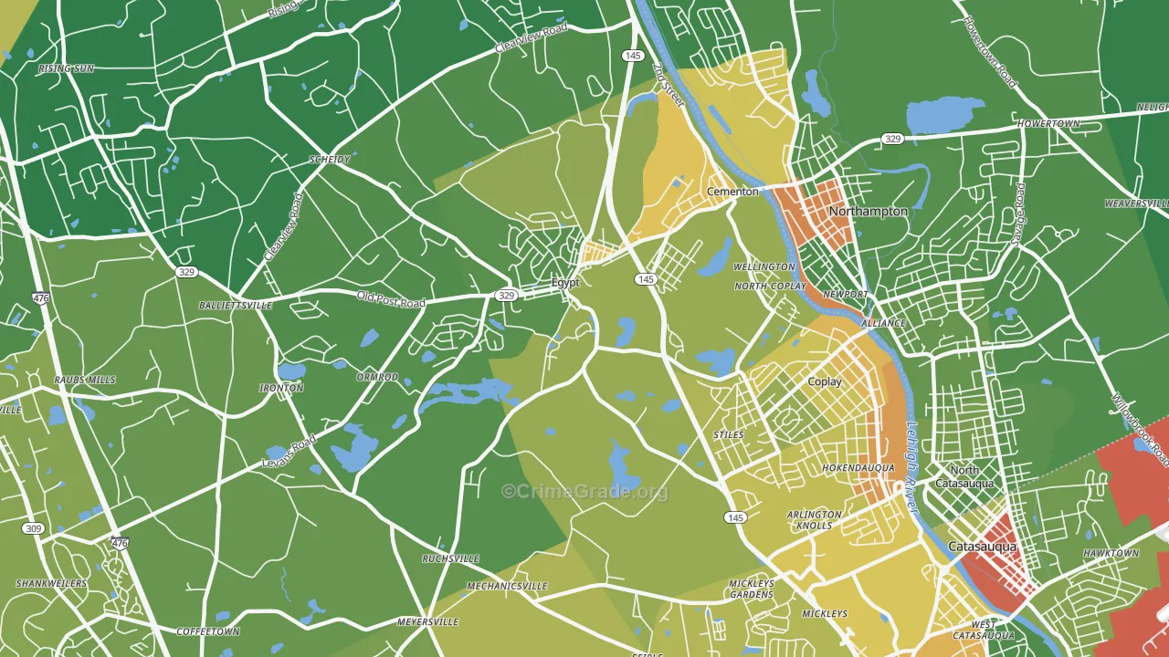 Coplay, PA Map of Drug-Related Crime Rates