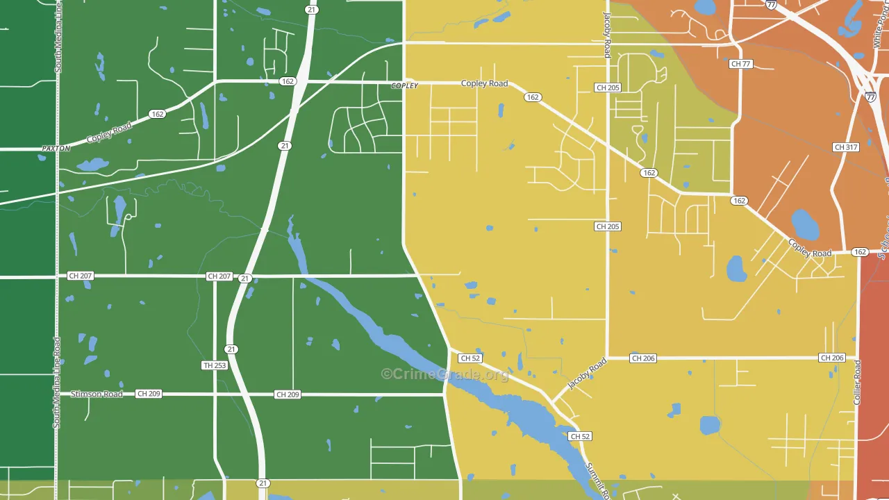 Copley, OH Map of Drug-Related Crime Rates