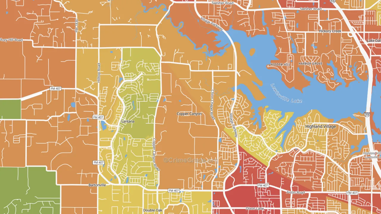 Copper Canyon, TX Map of Drug-Related Crime Rates