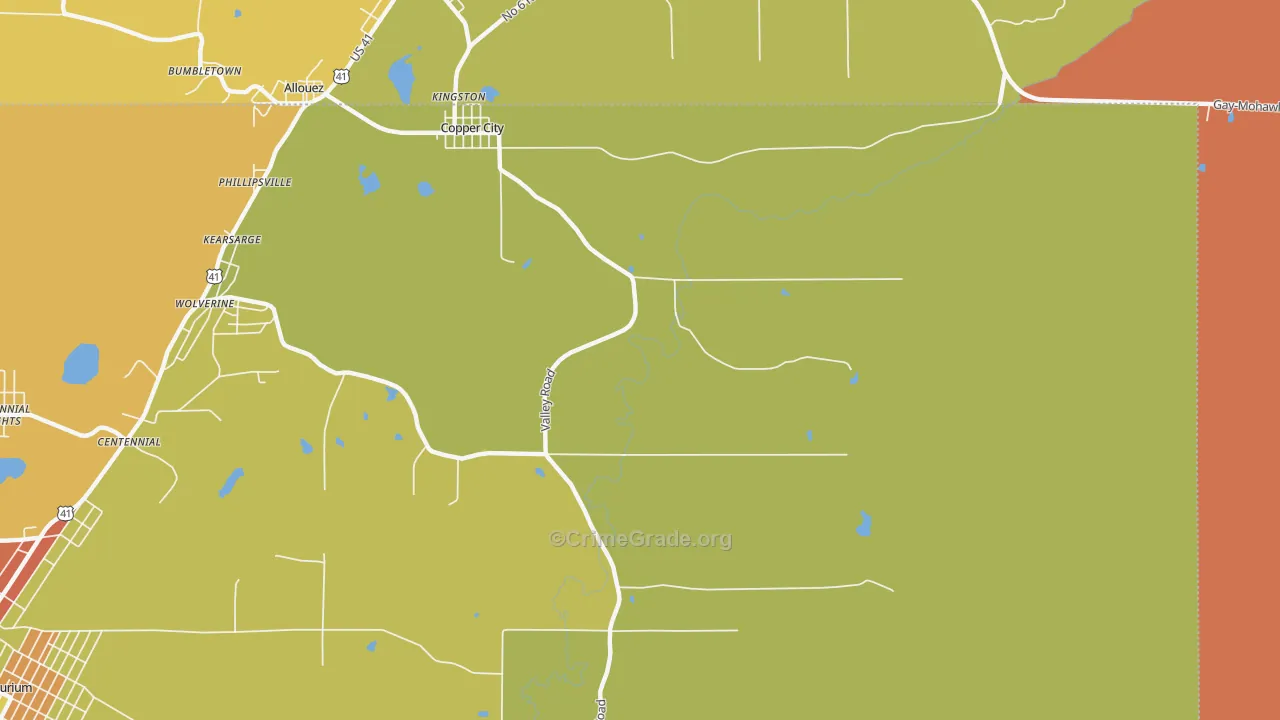 Copper City, MI Map of Drug-Related Crime Rates