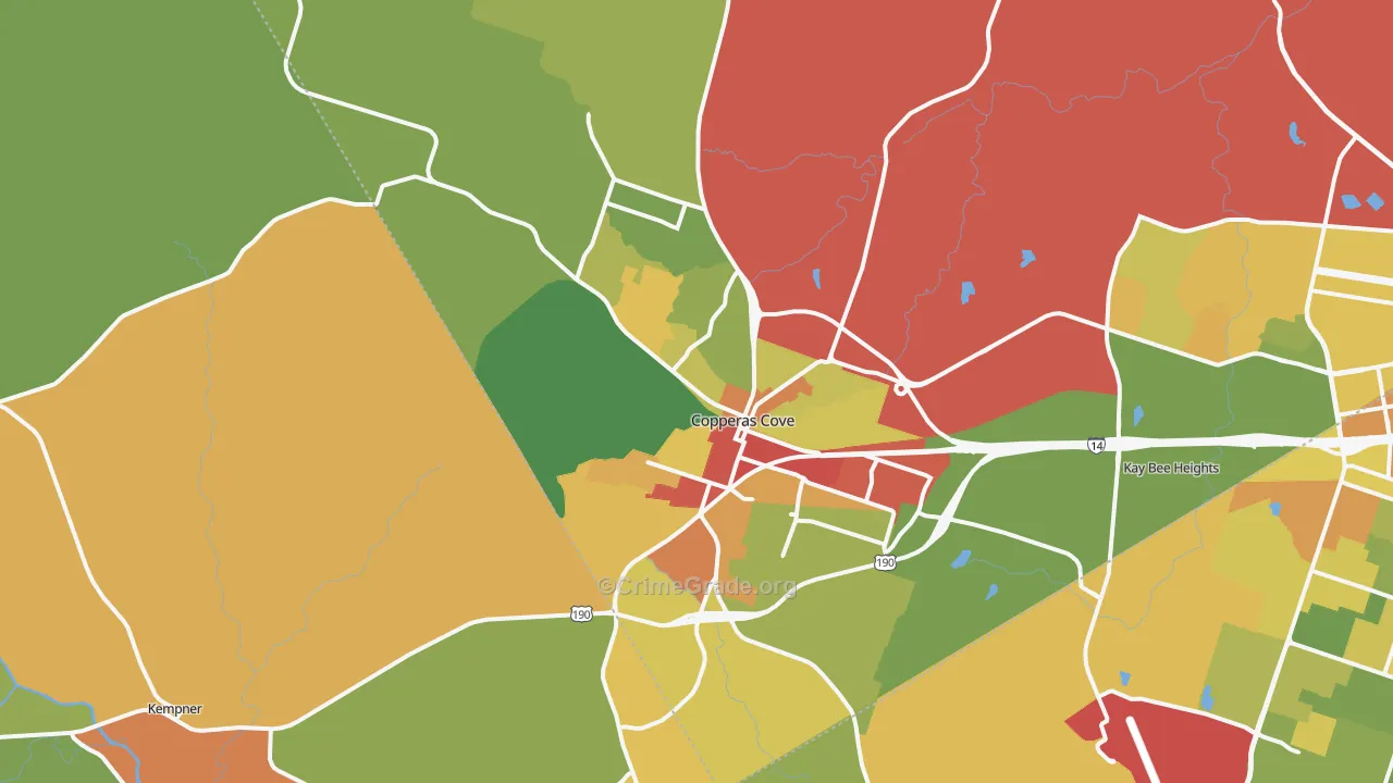 Copperas Cove, TX Map of Drug-Related Crime Rates