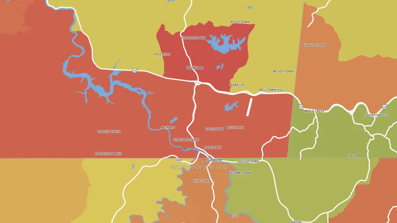 Copperhill, TN Map of Drug-Related Crime Rates