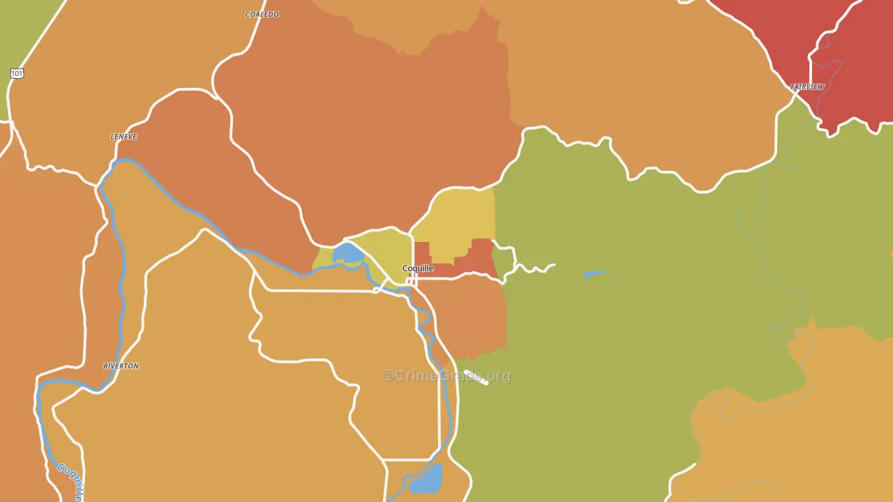 Coquille, OR Map of Drug-Related Crime Rates
