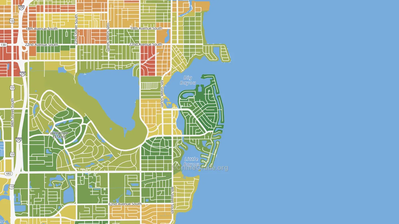 Coquina Key, St. Petersburg, FL Map of Drug-Related Crime Rates