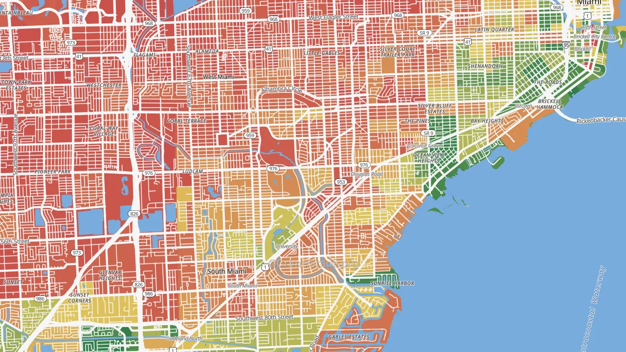 Coral Gables, FL Map of Drug-Related Crime Rates