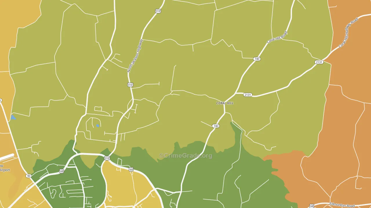 Coral Hill, KY Map of Drug-Related Crime Rates