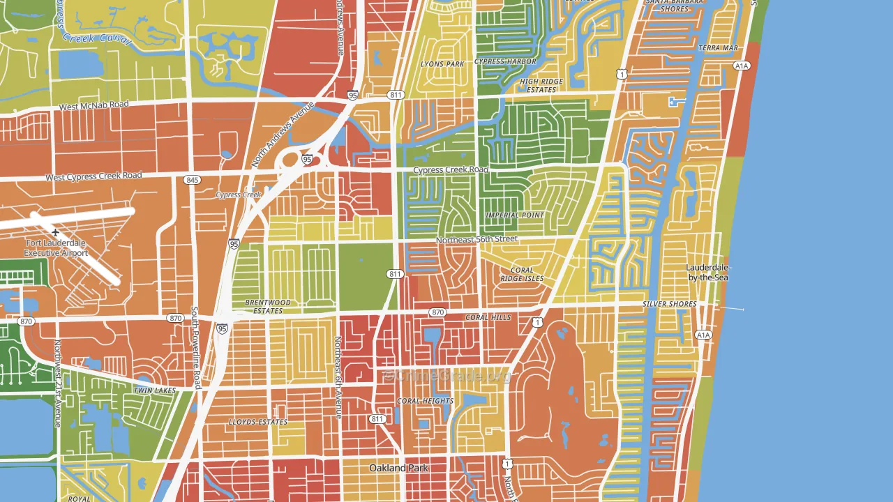 Coral Ridge Isles, Fort Lauderdale, FL Map of Drug-Related Crime Rates