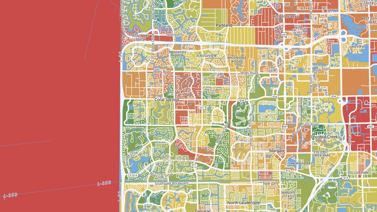 Coral Springs, FL Map of Drug-Related Crime Rates