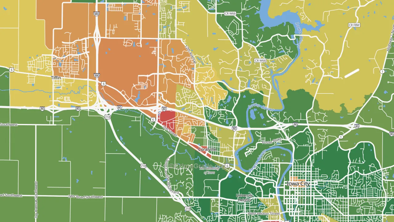 Coralville, IA Map of Drug-Related Crime Rates