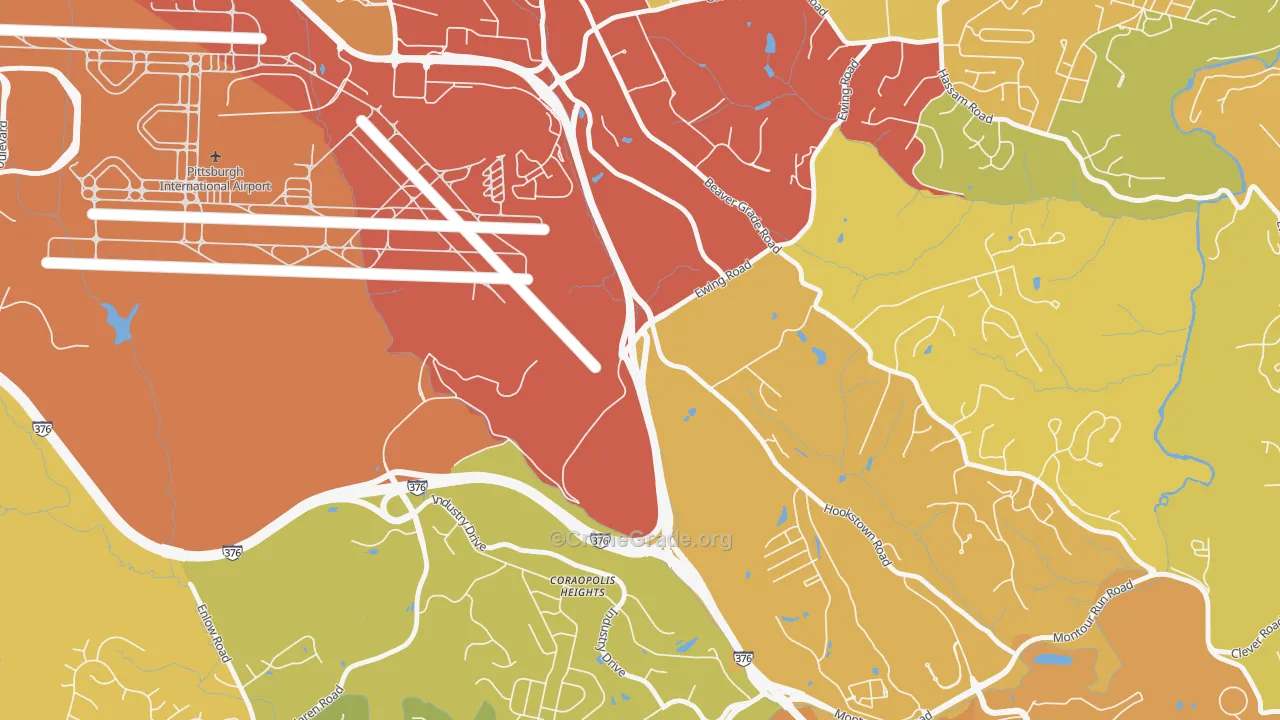Coraopolis Heights, PA Map of Drug-Related Crime Rates