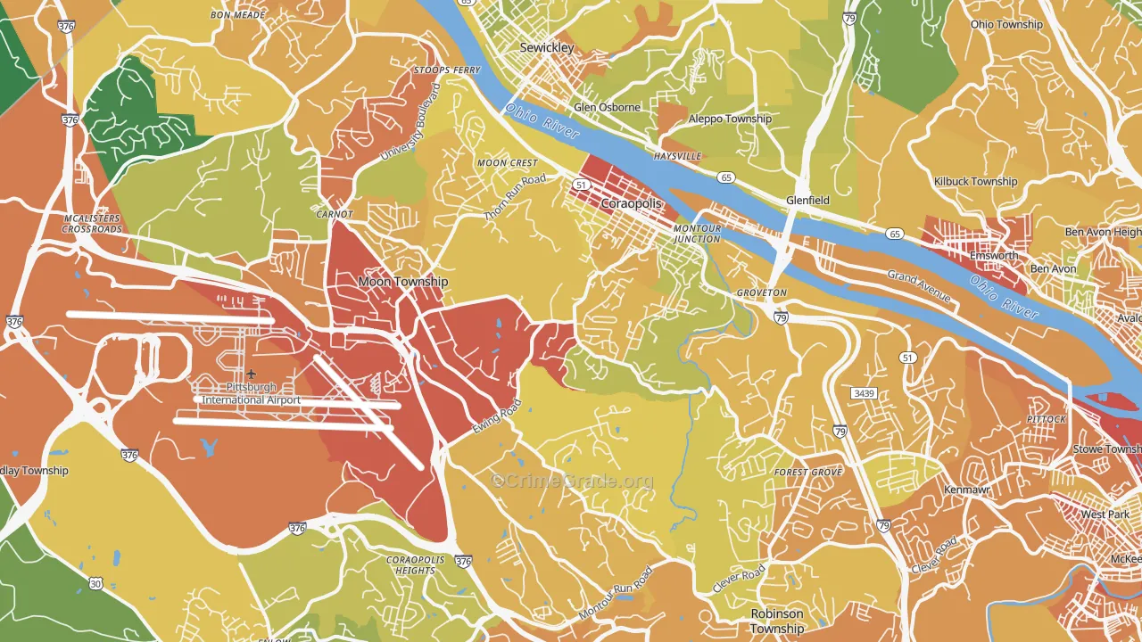Coraopolis, PA Map of Drug-Related Crime Rates