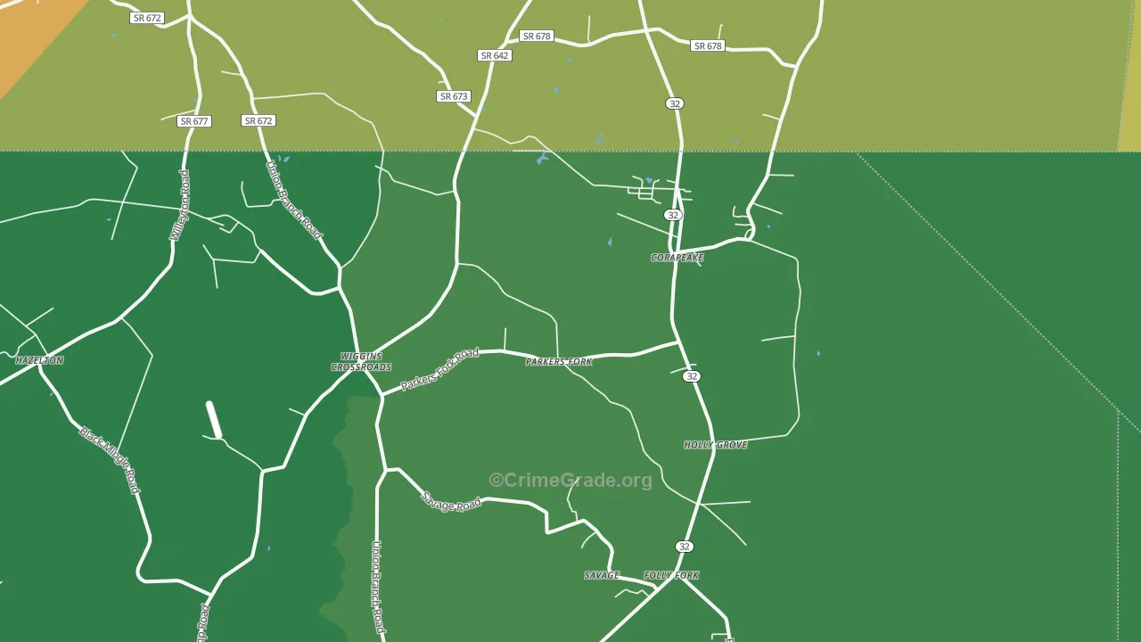 Corapeake, NC Map of Drug-Related Crime Rates