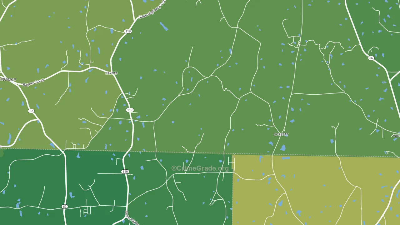 Corbett, NC Map of Drug-Related Crime Rates