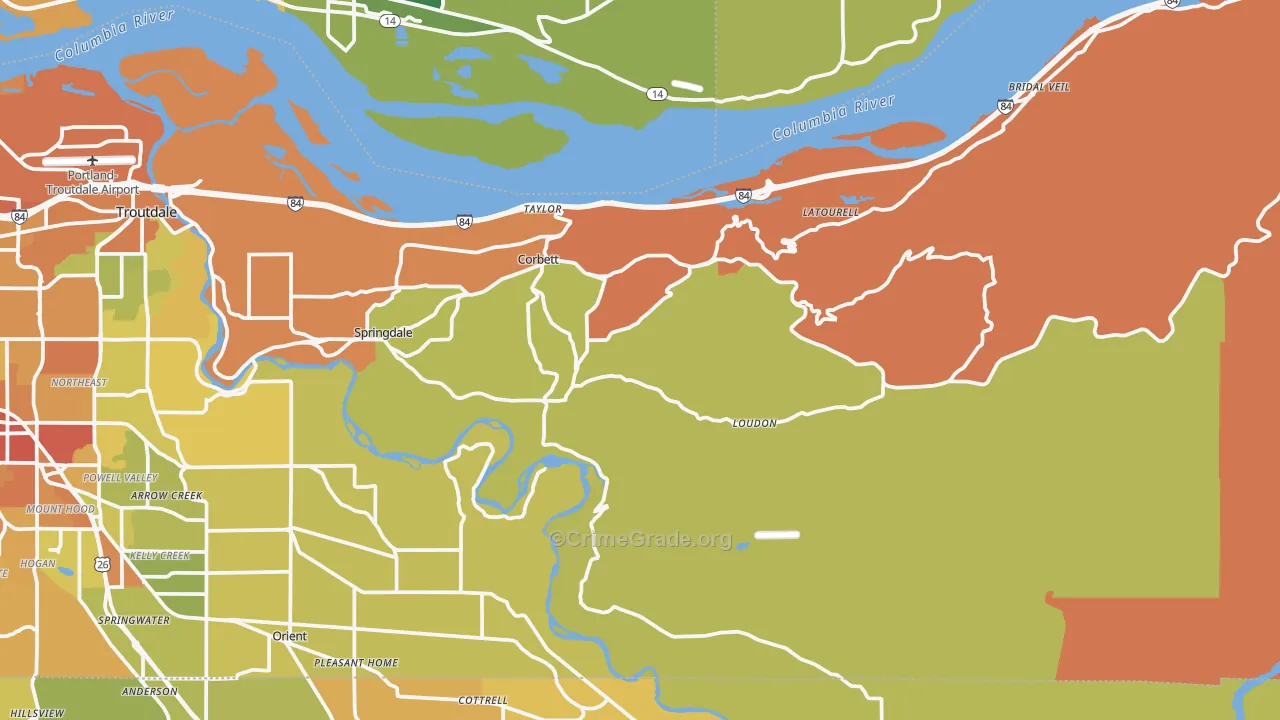 Corbett, OR Map of Drug-Related Crime Rates