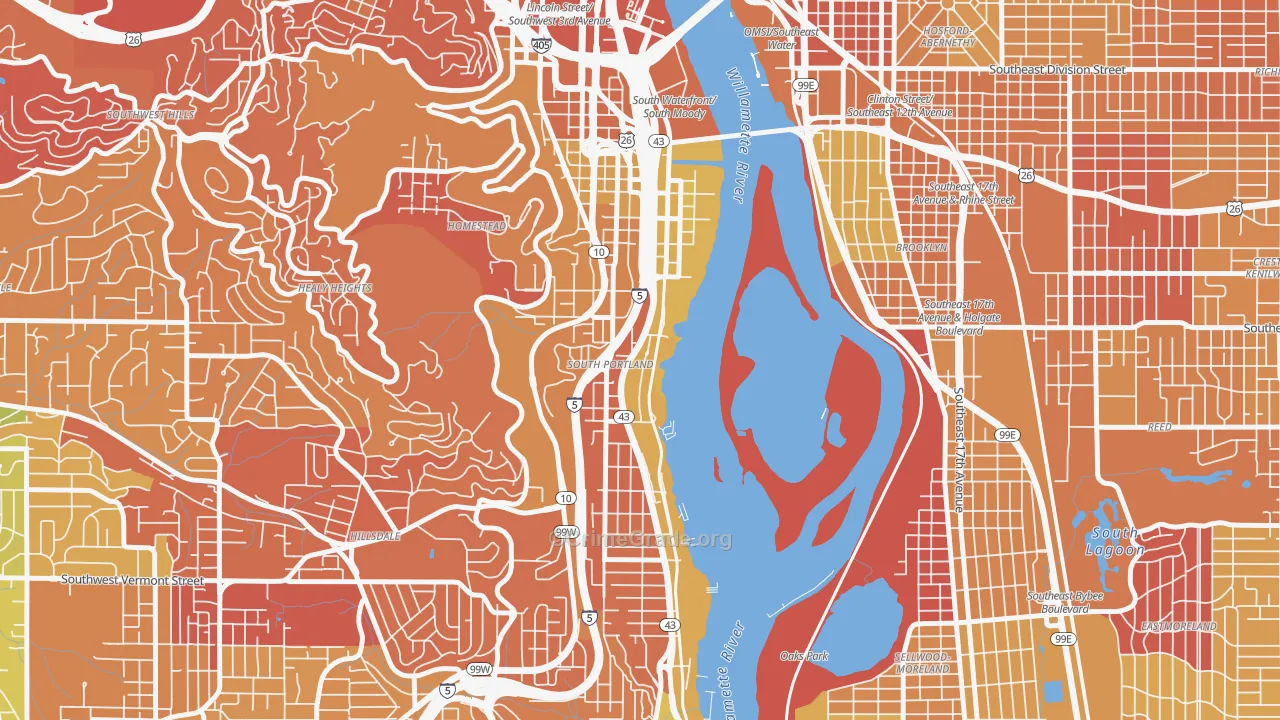 Corbett-Terwilliger-Lair Hill, Portland, OR Map of Drug-Related Crime Rates