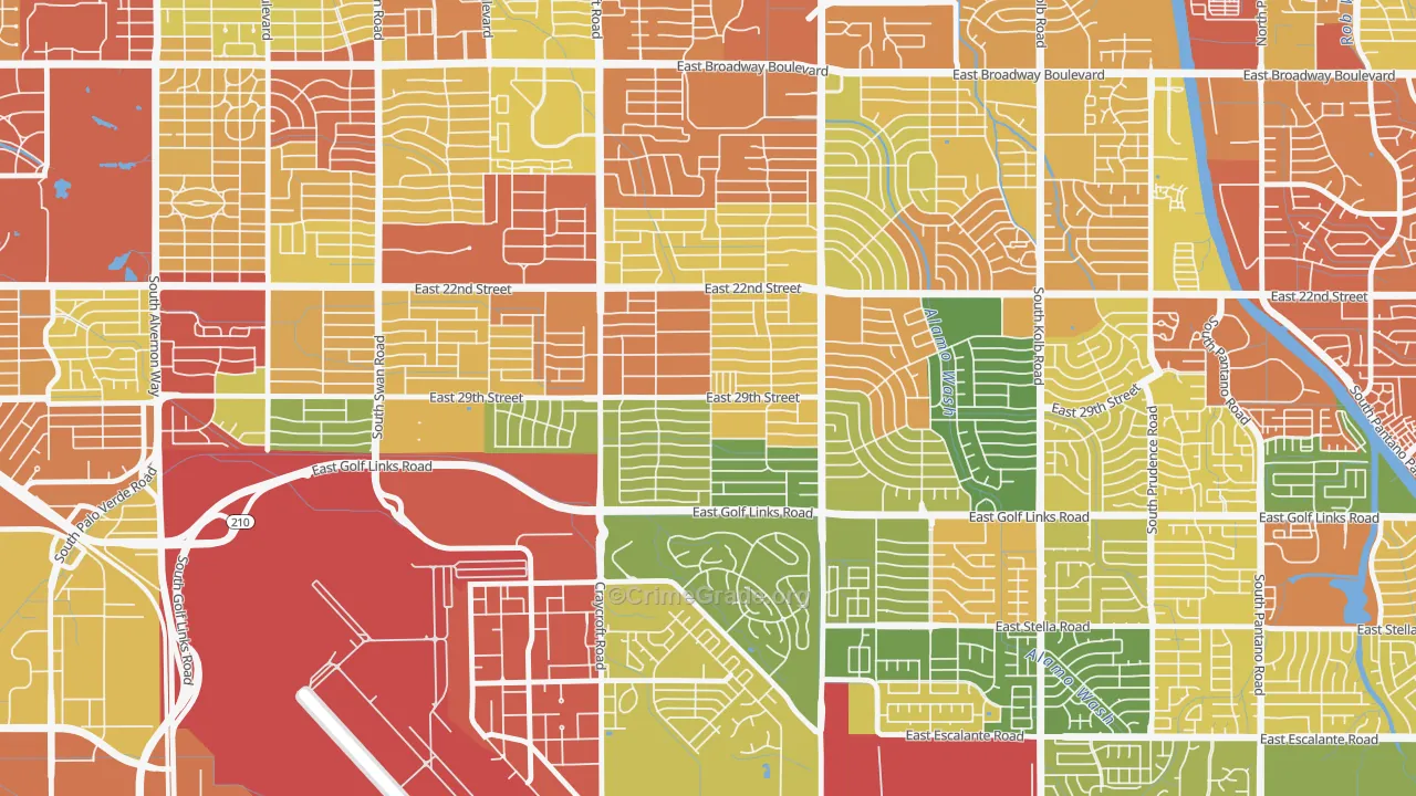 Corbett, Tucson, AZ Map of Drug-Related Crime Rates