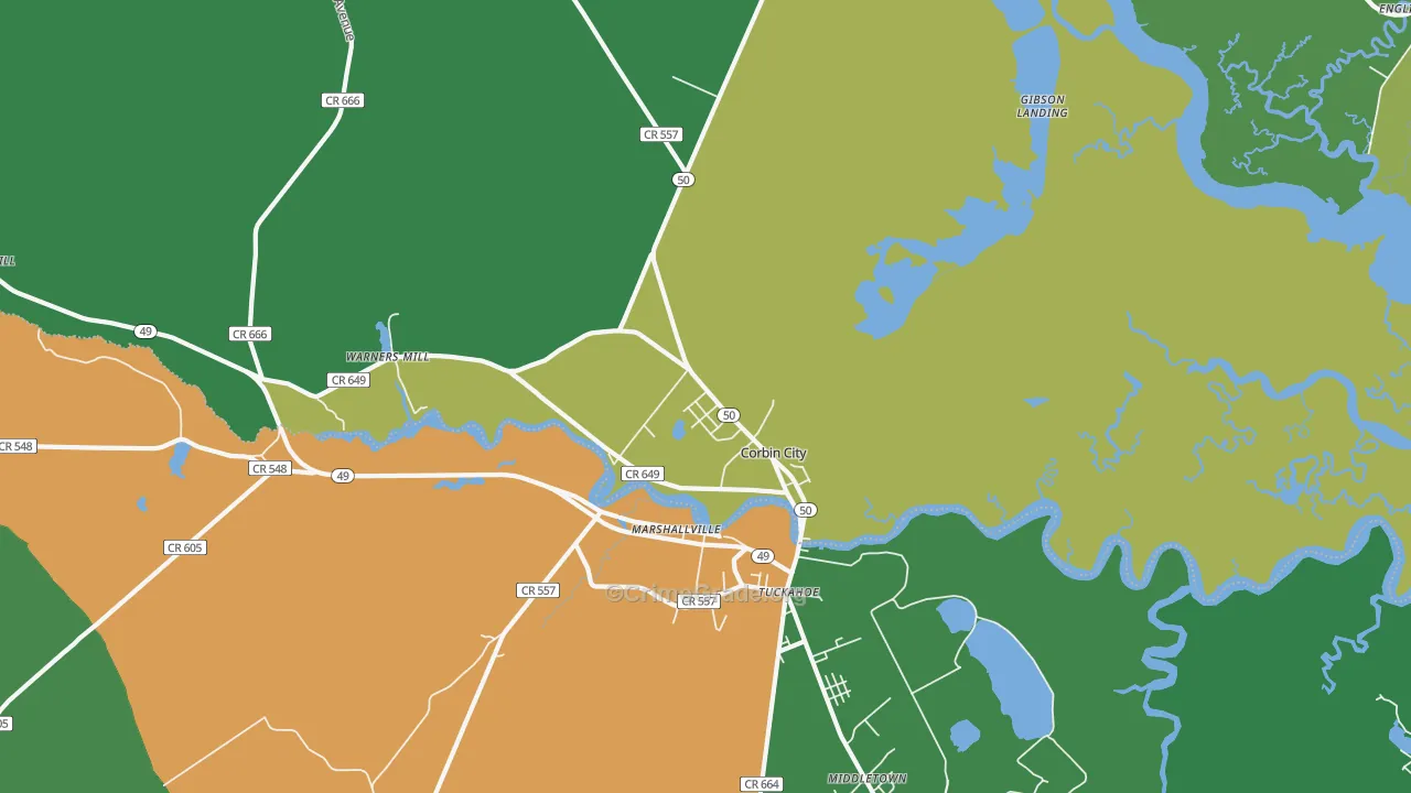 Corbin City, NJ Map of Drug-Related Crime Rates