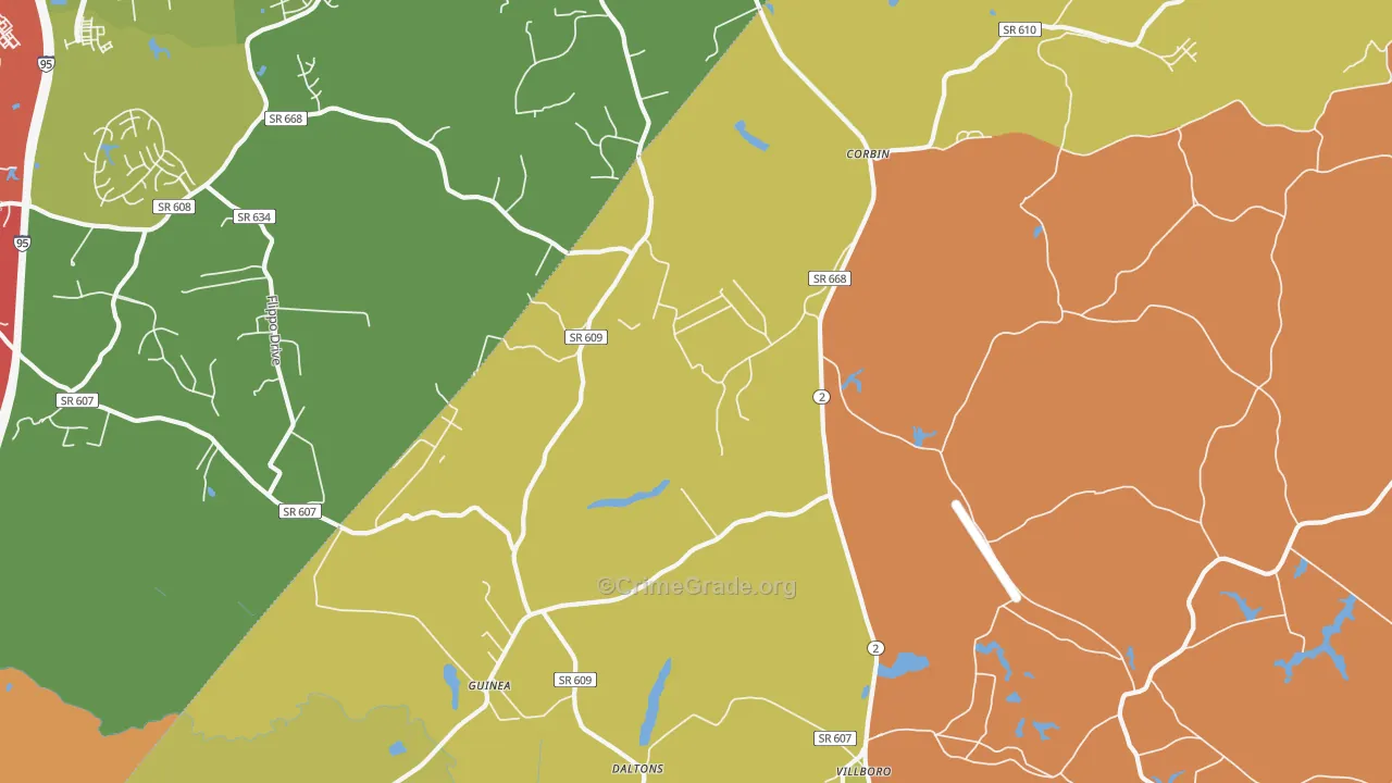 Corbin, VA Map of Drug-Related Crime Rates