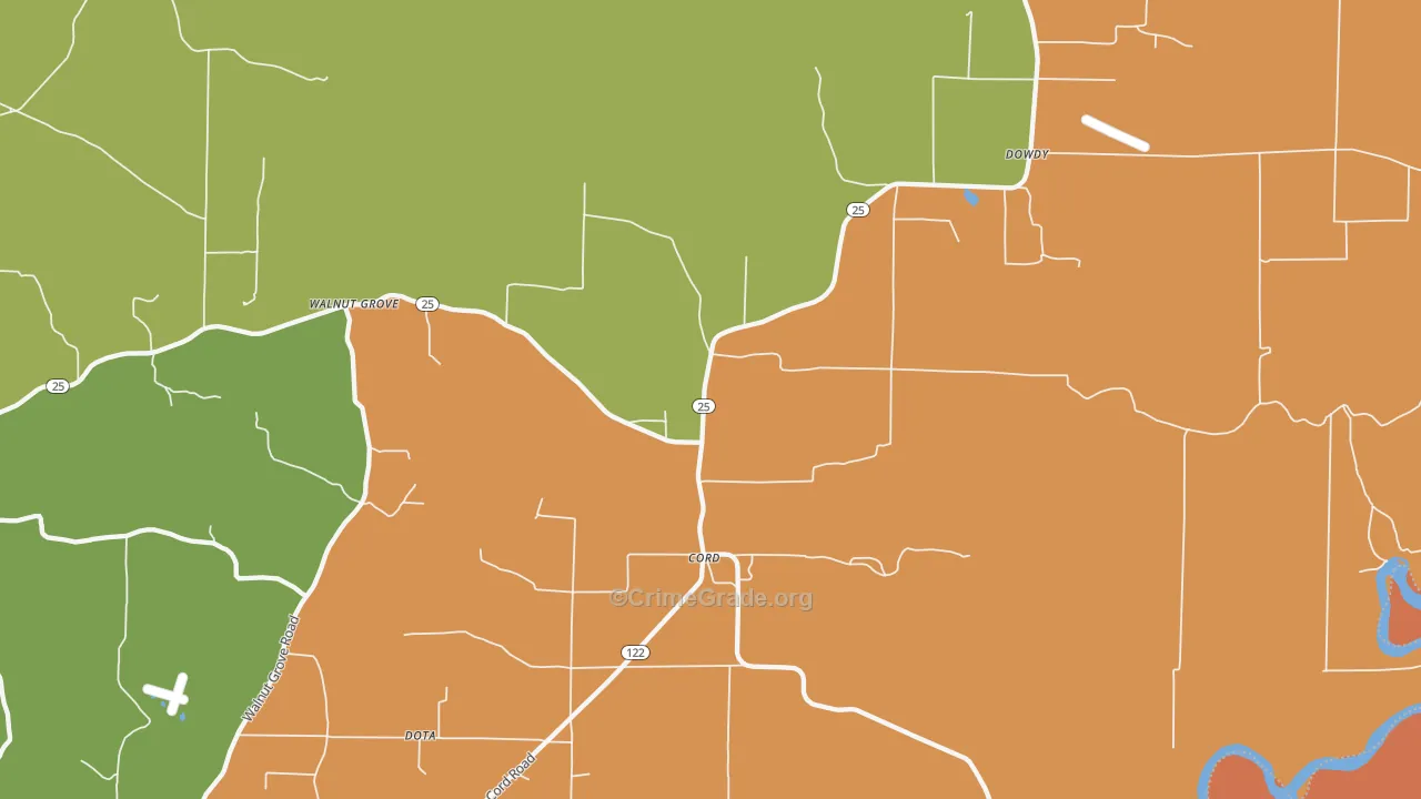 Cord, AR Map of Drug-Related Crime Rates
