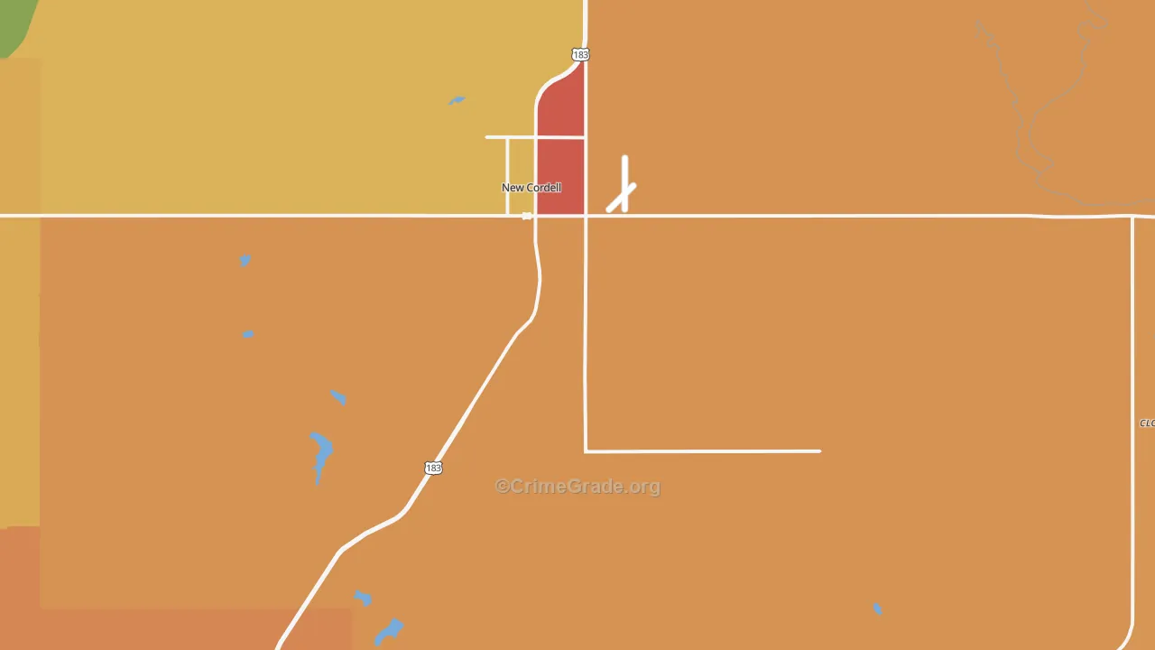 Cordell, OK Map of Drug-Related Crime Rates