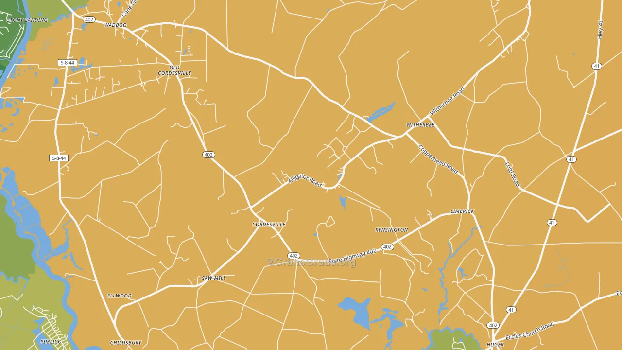 Cordesville, SC Map of Drug-Related Crime Rates