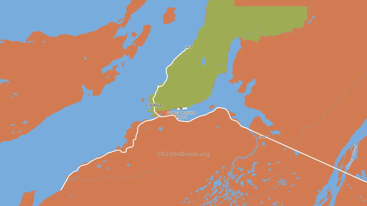 Cordova, AK Map of Drug-Related Crime Rates