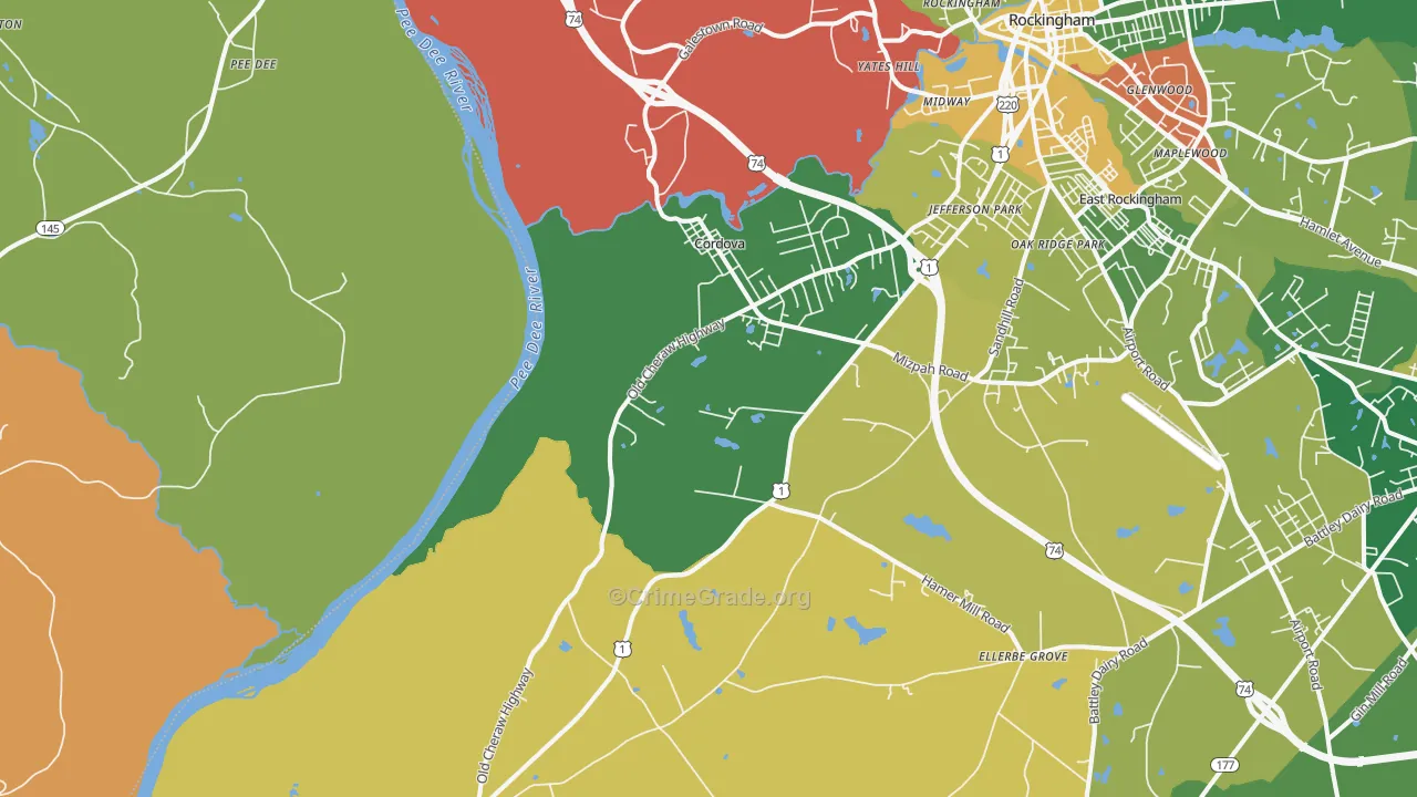 Cordova, NC Map of Drug-Related Crime Rates