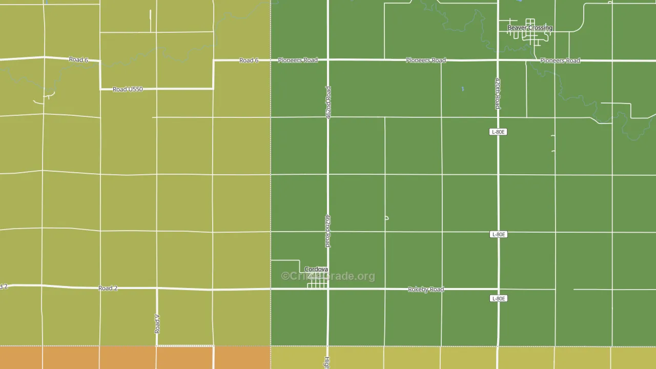 Cordova, NE Map of Drug-Related Crime Rates