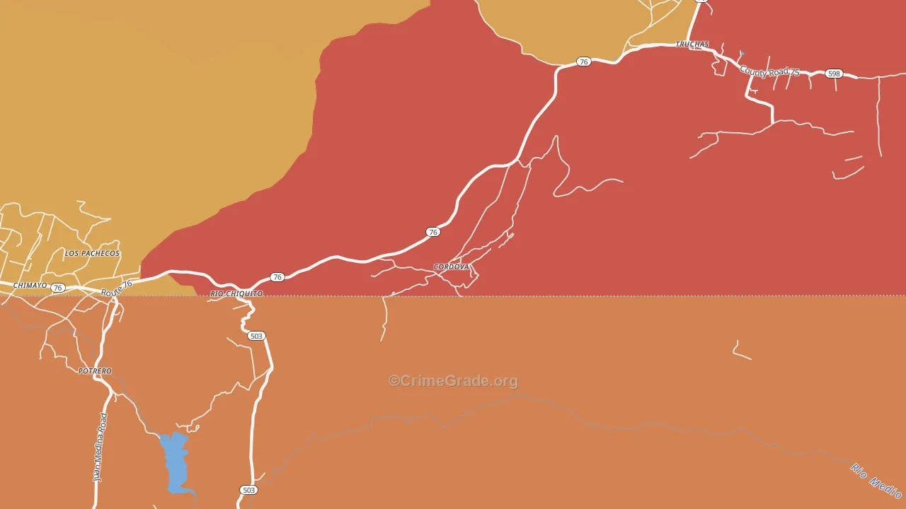 Cordova, NM Map of Drug-Related Crime Rates