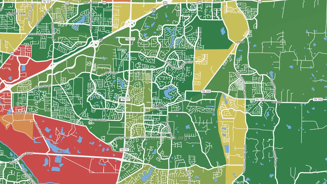 Cordova, TN Map of Drug-Related Crime Rates