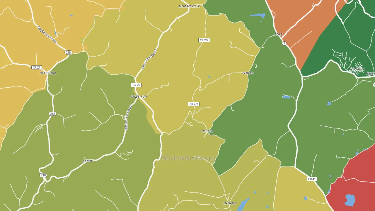 Core, WV Map of Drug-Related Crime Rates